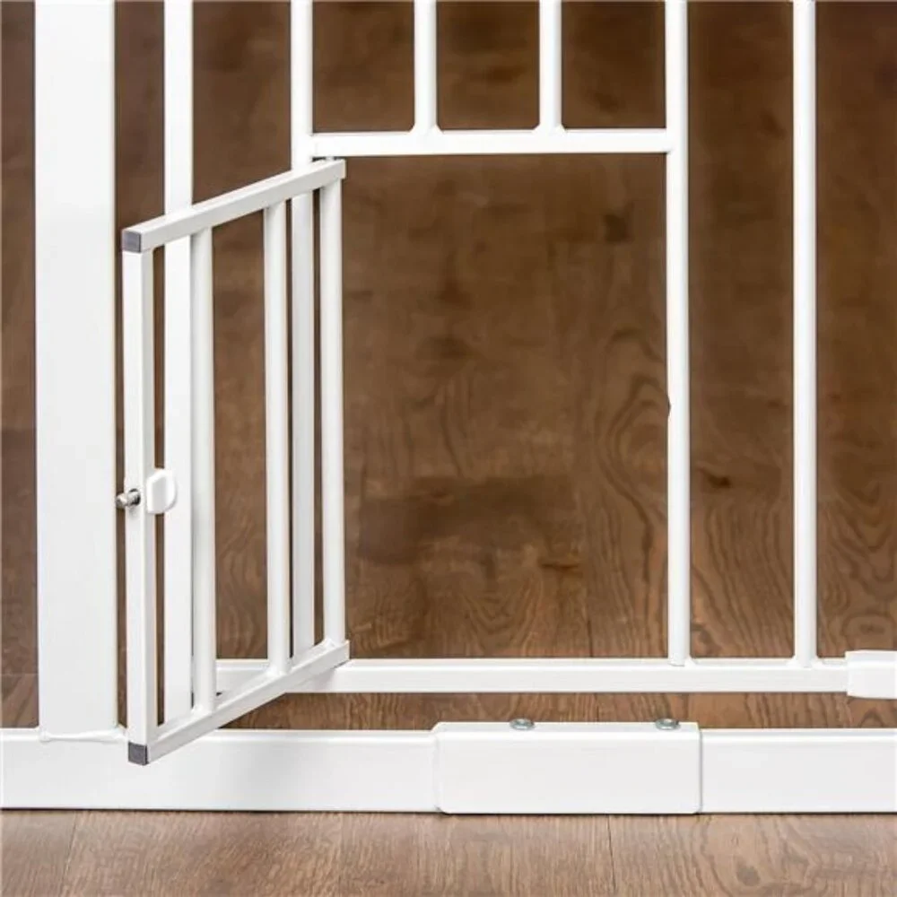 Extra Tall Walk Through Pet Gate with Small PetDoor,Includes 4-Inch ExtensionKit